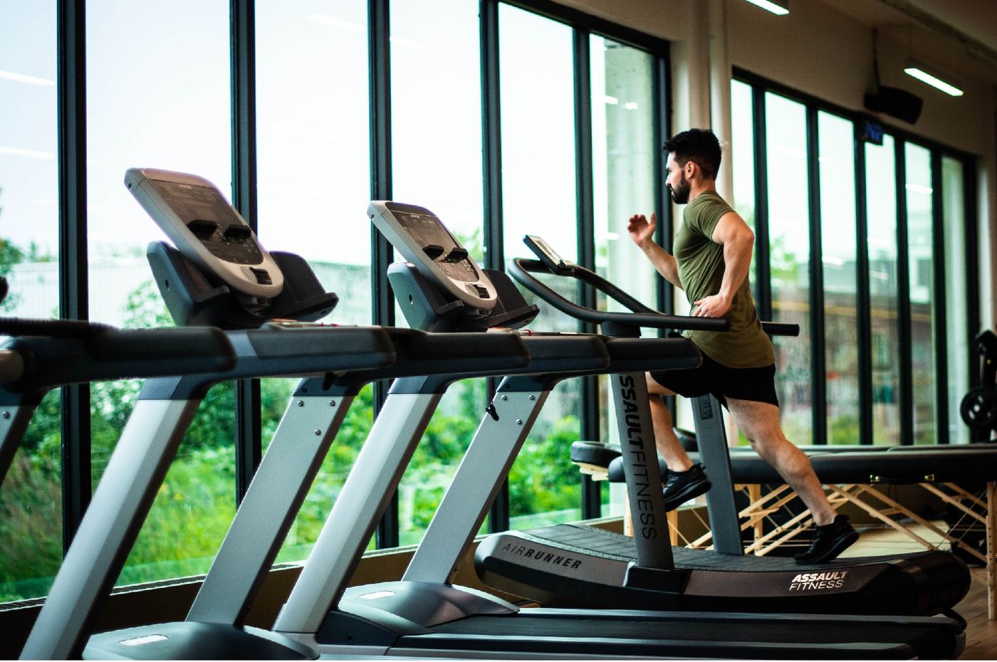 Athlete running on a treadmill during a training session